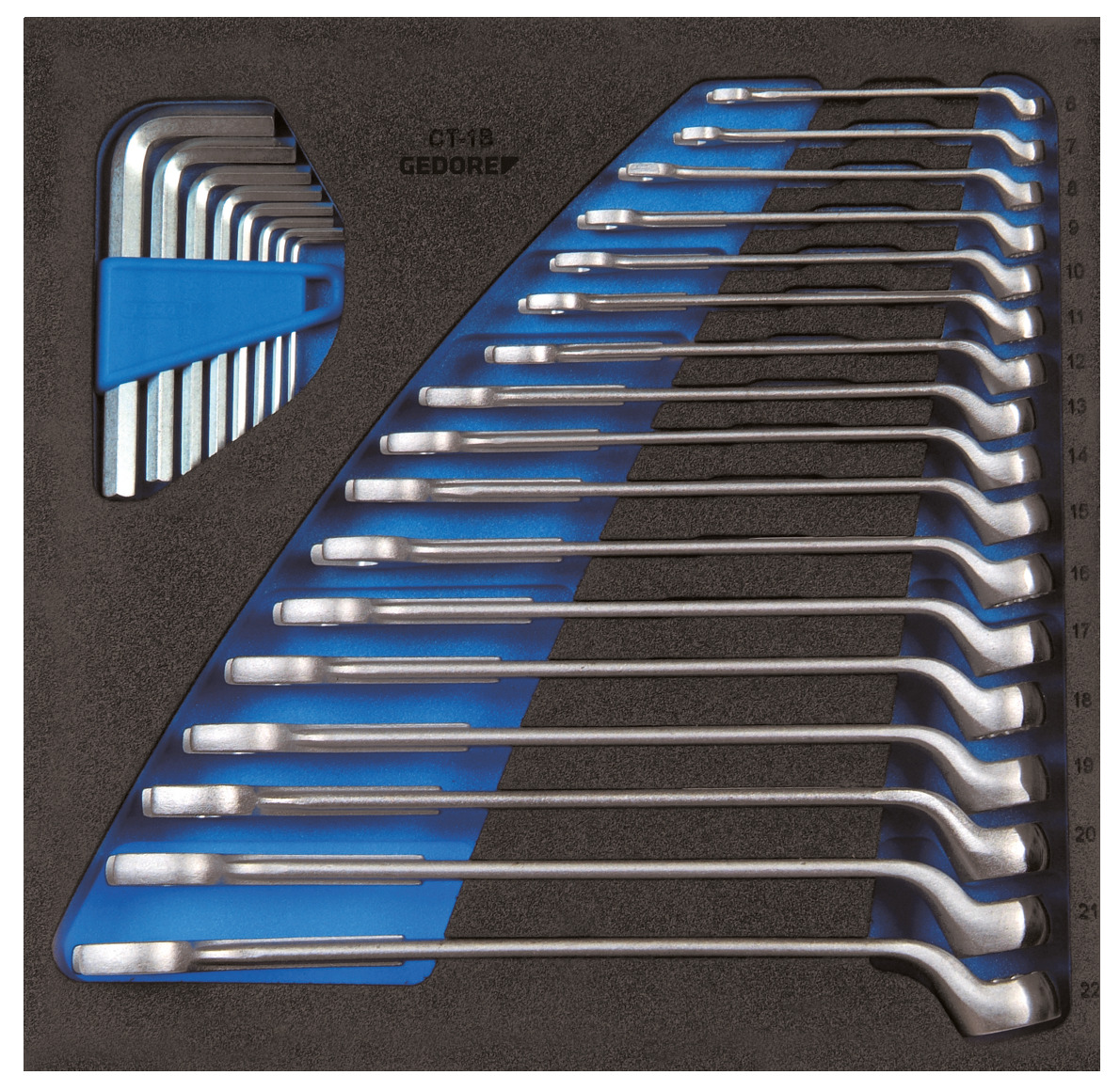 1500 CT2-1 B Combination spanner set in 2/3 check tool module