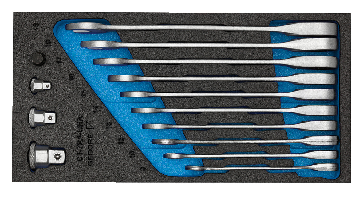 1500 CT1-7 RA Combination ratchet spanner set in 1/3 Check-Tool-Module