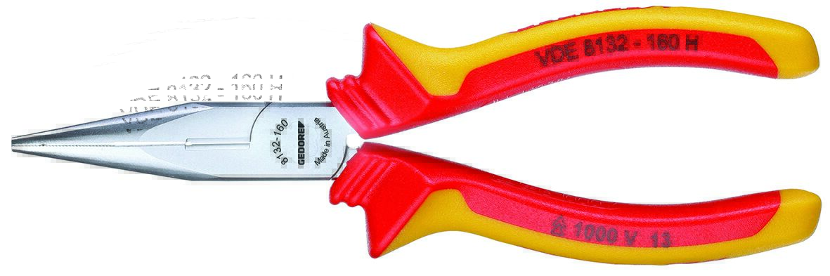 VDE 8132 H VDE needle nose pliers with sheath insulation, straight