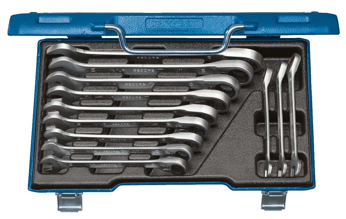 7 UR-012 Combination ratchet spanner set, reversible 12 pieces