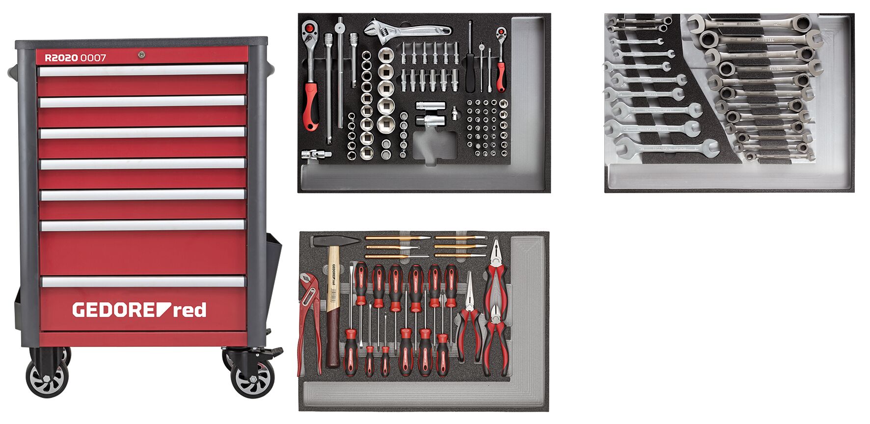 R22071004 WINGMAN Workshop Trolley with tool set 2250.3802, 129 pcs