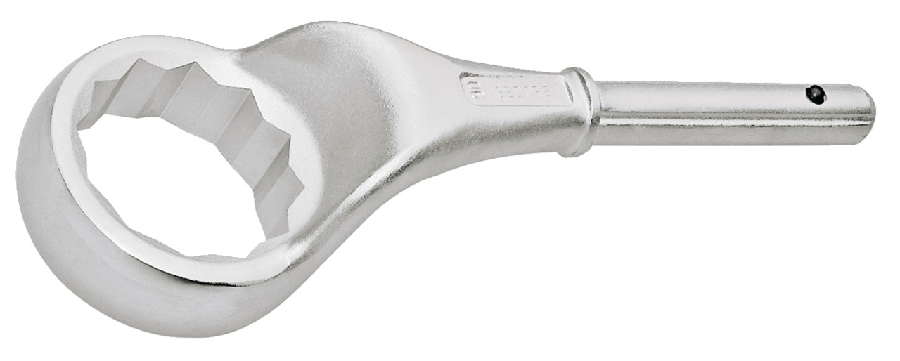 2 A pull ring spanner, cranked